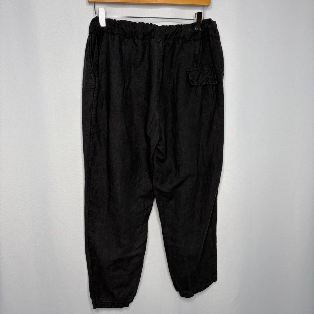 Belle France Black 100% Linen Drawstring Pants Made in Italy One Size - Picture 3 of 10